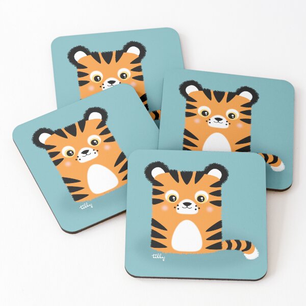 Item preview, Cute tiger on a blue background. designed and sold by B-143.