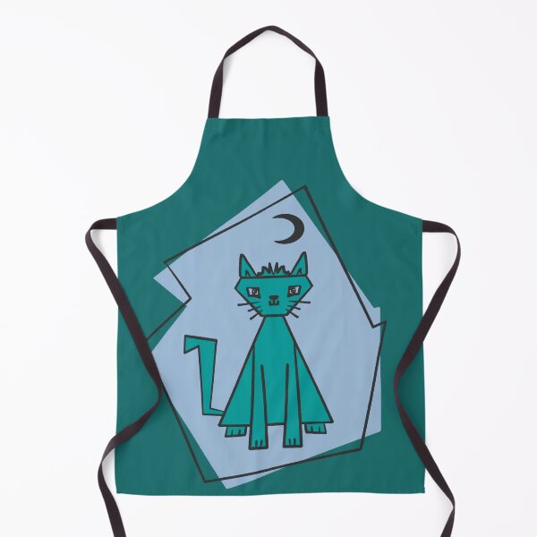 Item preview, Geometric shape teal cut cat with black half moon designed and sold by Xatutik.art.