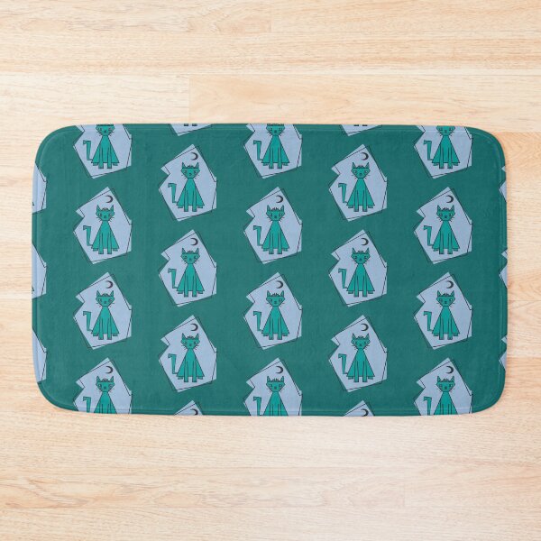 Item preview, Geometric shape teal cut cat with black half moon designed and sold by Xatutik.art.