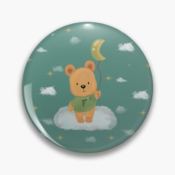 Item preview, Cute little bear with a moon balloon Custom Letter F designed and sold by byMariZen.