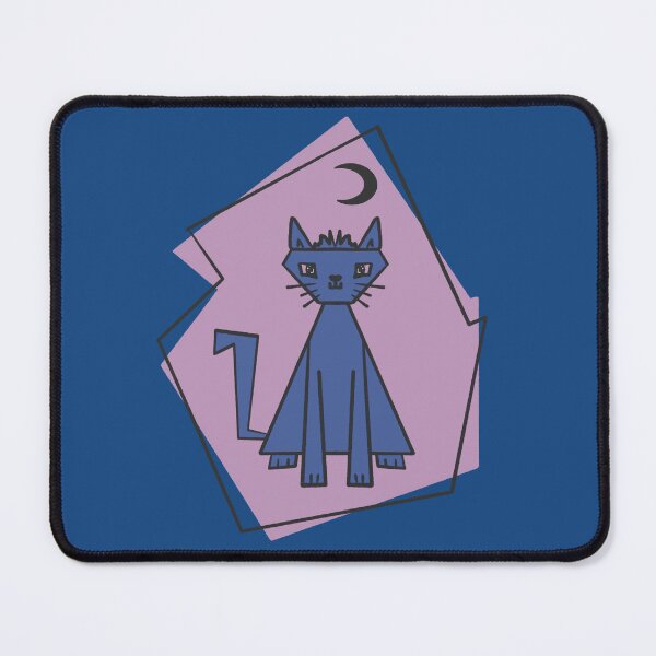 Item preview, Geometric shape dark blue cut cat with black half moon designed and sold by Xatutik.art.