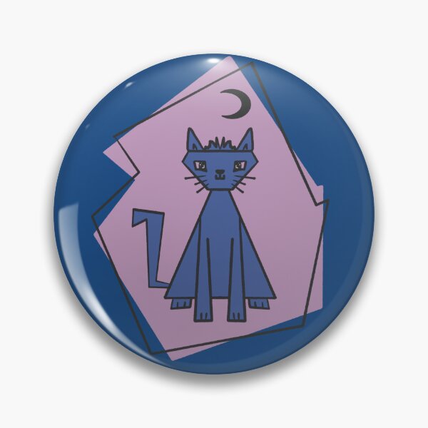Item preview, Geometric shape dark blue cut cat with black half moon designed and sold by Xatutik.art.