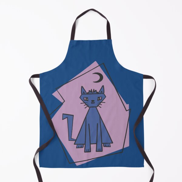 Item preview, Geometric shape dark blue cut cat with black half moon designed and sold by Xatutik.art.