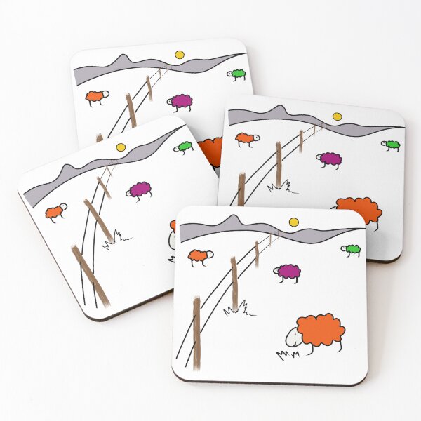 Item preview, Colourful fluffy funny cute sheep in countryside field  designed and sold by SoulTrekking.
