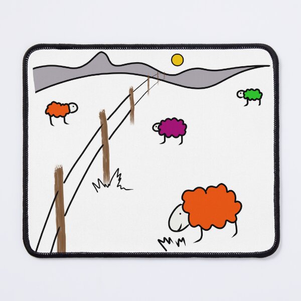 Item preview, Colourful fluffy funny cute sheep in countryside field designed and sold by SoulTrekking.