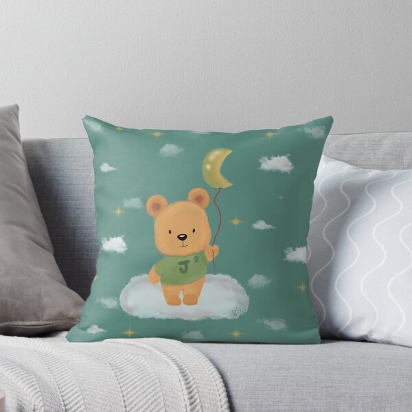 Item preview, Cute little bear with a moon balloon Custom Letter J designed and sold by byMariZen.