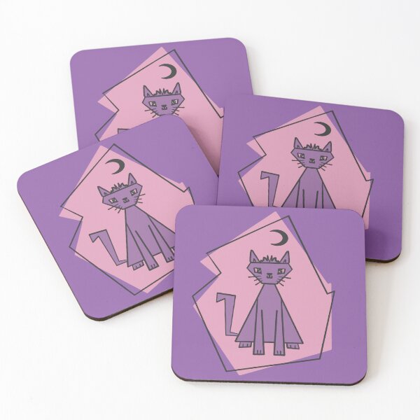 Item preview, Geometric shape maximum purple cut cat with black half moon designed and sold by Xatutik.art.