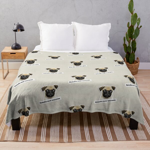 Item preview, Results over excuses funny text / pug /dog / puppy designed and sold by BiancaNeaguArt.
