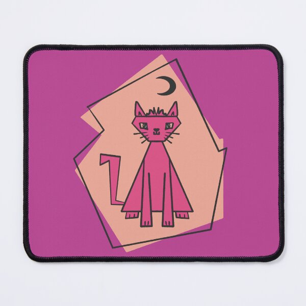 Item preview, Geometric shape deep pink cut cat with black half moon designed and sold by Xatutik.art.