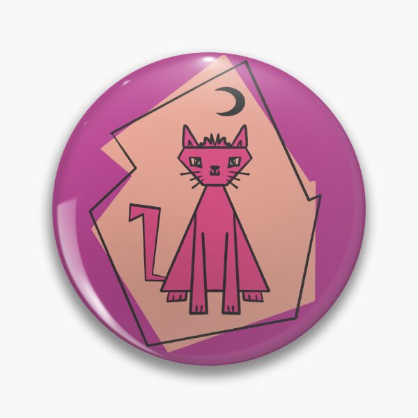 Item preview, Geometric shape deep pink cut cat with black half moon designed and sold by Xatutik.art.