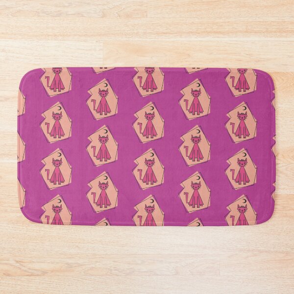 Item preview, Geometric shape deep pink cut cat with black half moon designed and sold by Xatutik.art.