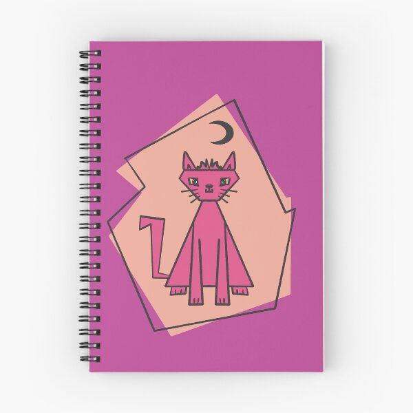 Item preview, Geometric shape deep pink cut cat with black half moon designed and sold by Xatutik.art.