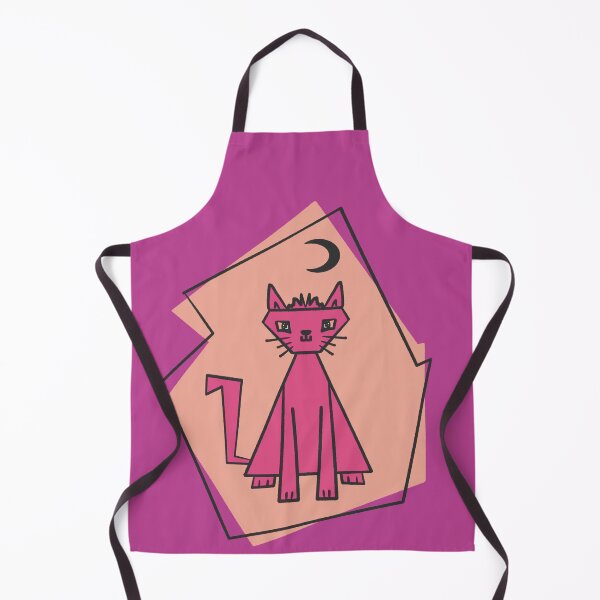 Item preview, Geometric shape deep pink cut cat with black half moon designed and sold by Xatutik.art.