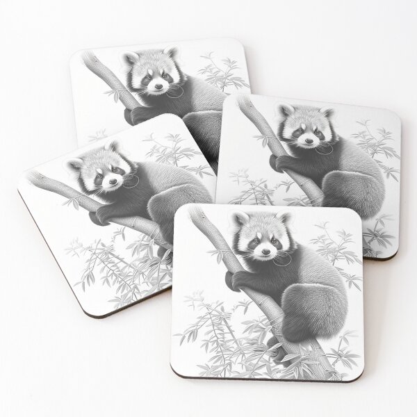 Item preview, Black and white Red Panda pencil drawing designed and sold by Pencil-Art.
