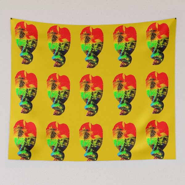Item preview, A red green Bali face mask cut out designed and sold by kall3bu.