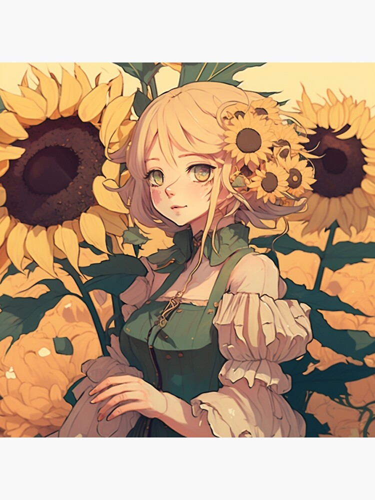Oil painting Anime Poster, A bunch of sunflowers, sunflower, gold, color  png | PNGWing