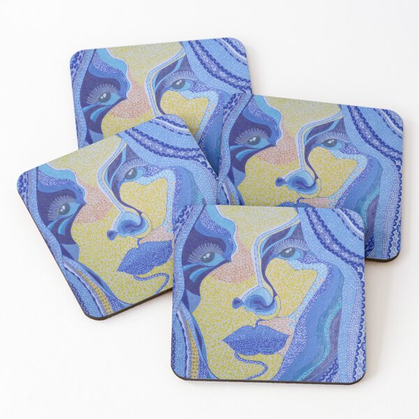 Item preview, Blue Yellow Doodle face designed and sold by MARYA.ART.