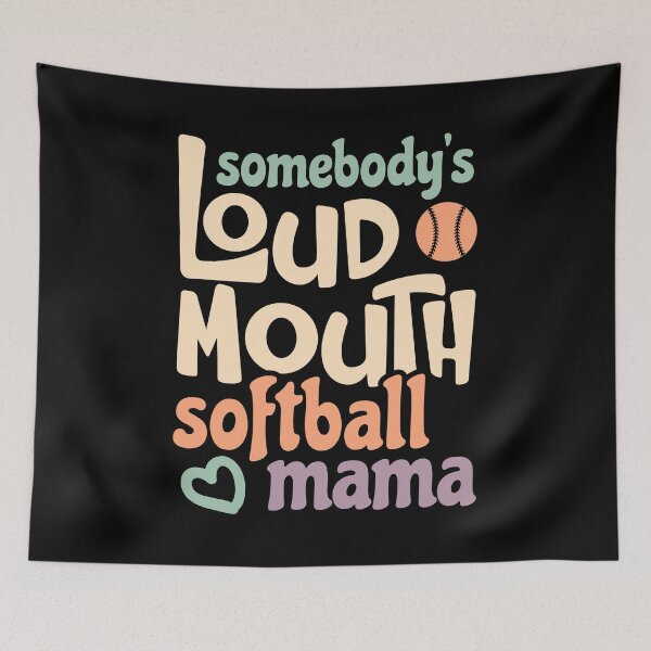 Artikelvorschau, Jemandes lauter Mund Softball Mama Softball Mama Muttertag Groovy Retro entworfen und verkauft von Designer-Girl.