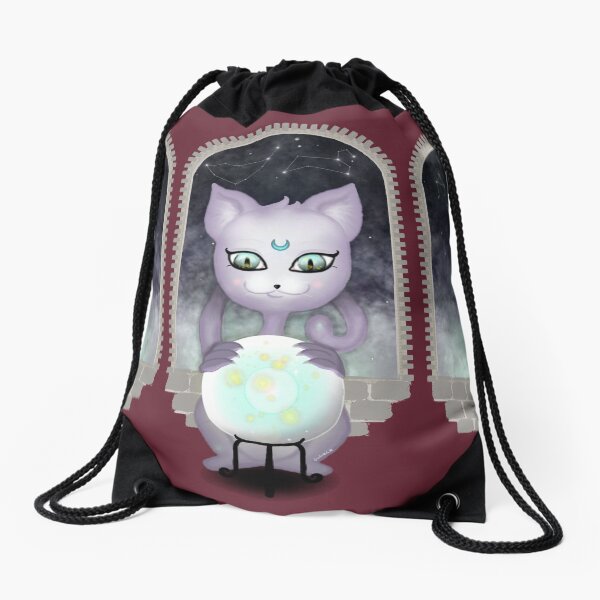 Mystic Miku | Crystal Ball & Zodiac | Wine Red Drawstring Bag