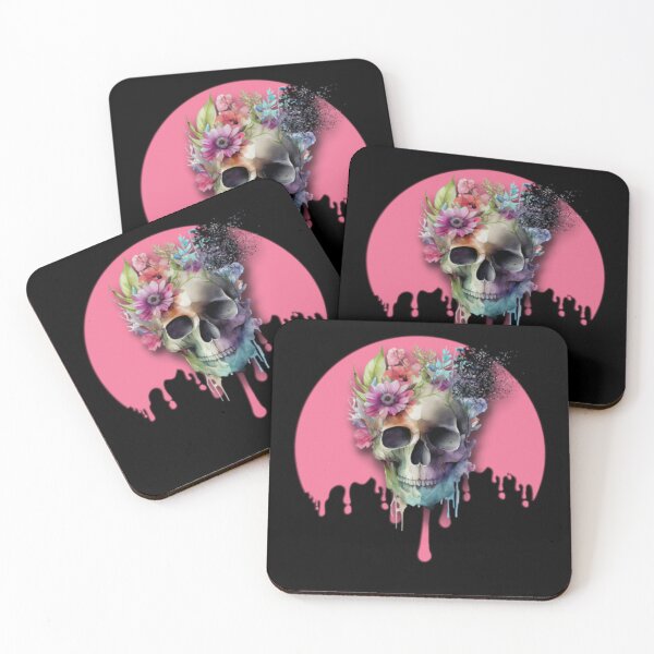 Item preview, Os Et Botanique Skulls Flowers Dripping Pink designed and sold by AlpacaSmokes.