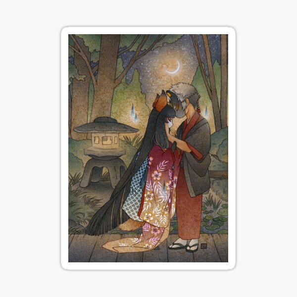 Okina and Shiro - Kitsune Yokai TeaKitsune Sticker