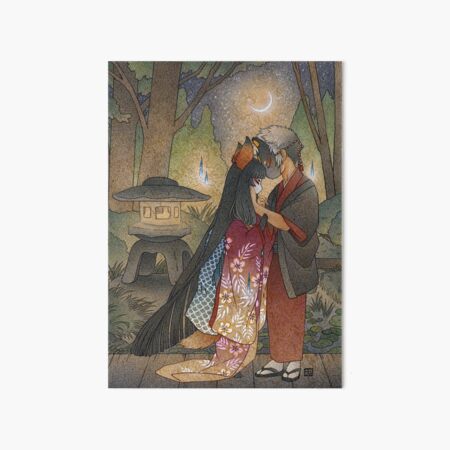 Okina and Shiro - Kitsune Fox Yokai Art Board Print