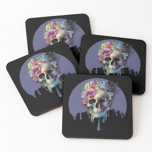 Item preview, Os Et Botanique Skulls Flowers Dripping Blue designed and sold by AlpacaSmokes.