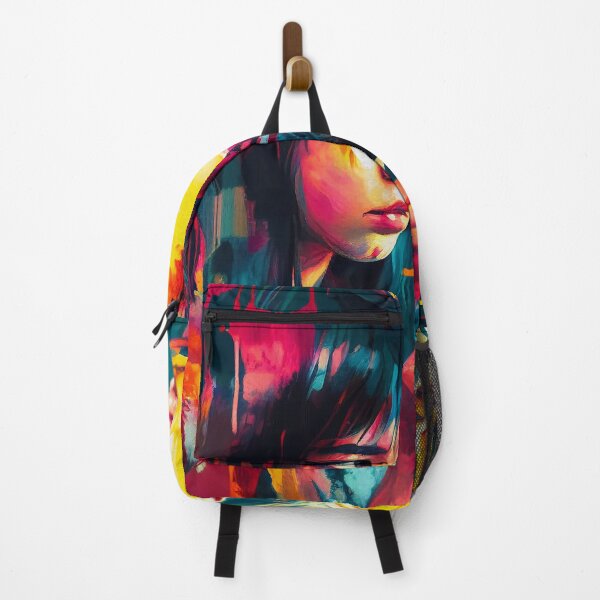 Item preview, Japanese Girl Coffee with a Tiger Vibrant Abstract Art | Oil Digital Painting designed and sold by VividViews.