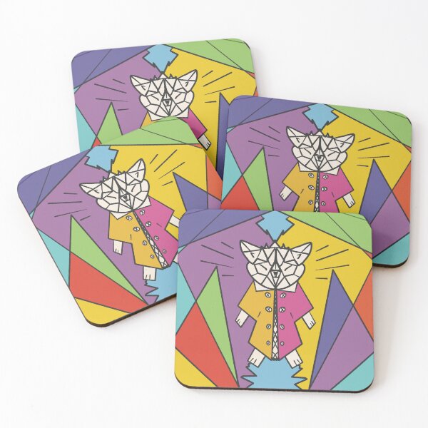 Item preview, Geometric shape crazy mad cat designed and sold by Xatutik.art.