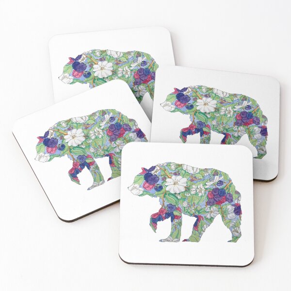 Item preview, Watercolor Floral Silhouette Florida Bear and Blackberries designed and sold by Sproutopia-Art.