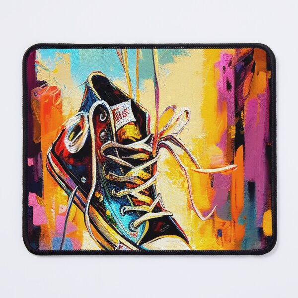 Item preview, Trainer Hanging from Telephone Cable Vibrant Abstract Art | Oil Digital Painting designed and sold by VividViews.