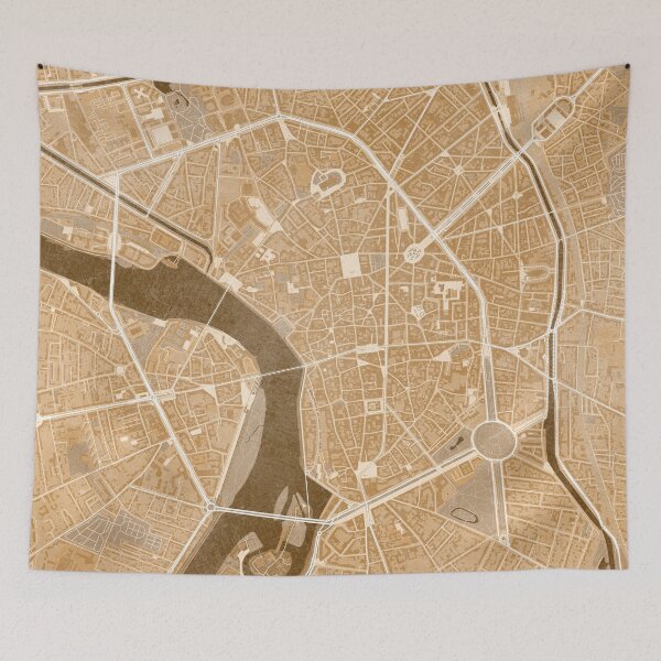 Item preview, Map of Toulouse downtown (France) in sepia vintage style  designed and sold by blursbyai.