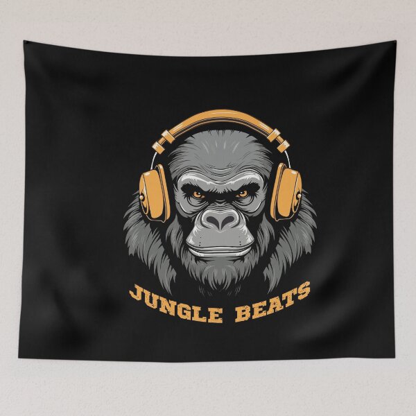 Item preview, Gorilla wearing headphones - Jungle beats designed and sold by Gerald Waters.