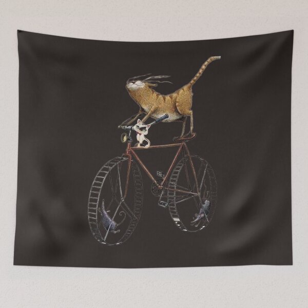 Item preview, A tomcat and a cat on a bicycle tour designed and sold by Sanooshop.