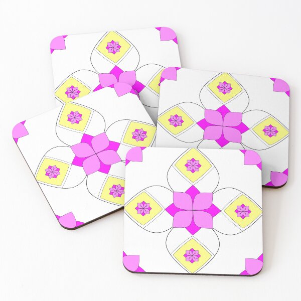 Aperçu de l'œuvre Flower Geometry Cheer Pink and Yellow Repeat 5748 créée et vendue par Art in My Loft.