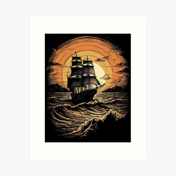 Vintage Disney Style Shipwreck Painting - Pirate cheapest Ship Art - Pirate Ship Print - Pirate Art - Old Ship