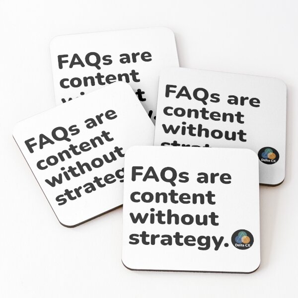 Artikelvorschau, FAQs sind Inhalte ohne Strategie. entworfen und verkauft von Delta CX.