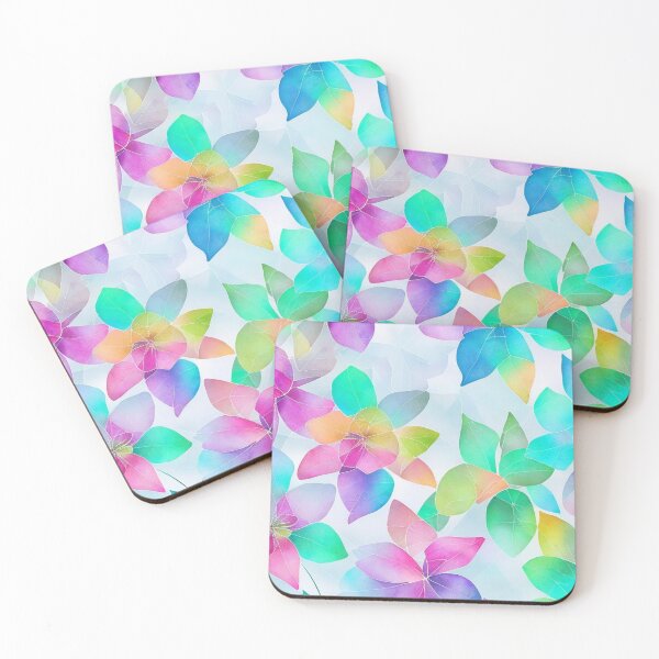 Item preview, Holographic light watercolor flowers and leaves designed and sold by TenderSoar.