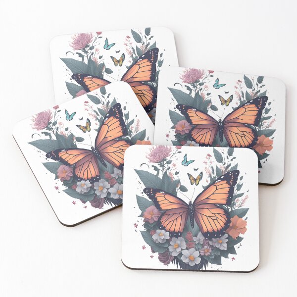 Item preview, Monarch Butterfly Illustration with Flowers Design designed and sold by monkycl.