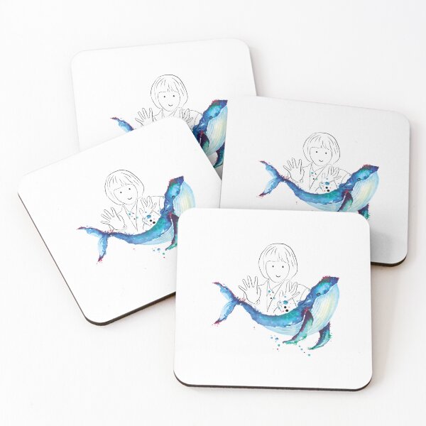 Item preview, Woo Yeong Woo line version &  colorful whale background designed and sold by paintingtour.