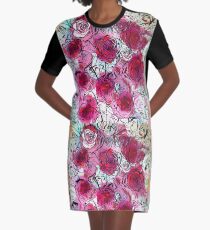 Burgundy Roses Graphic T-Shirt Dress