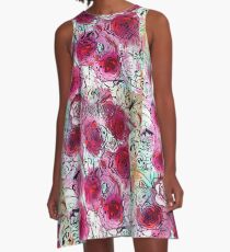 Burgundy Roses A-Line Dress