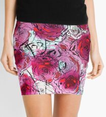 Burgundy Roses Mini Skirt