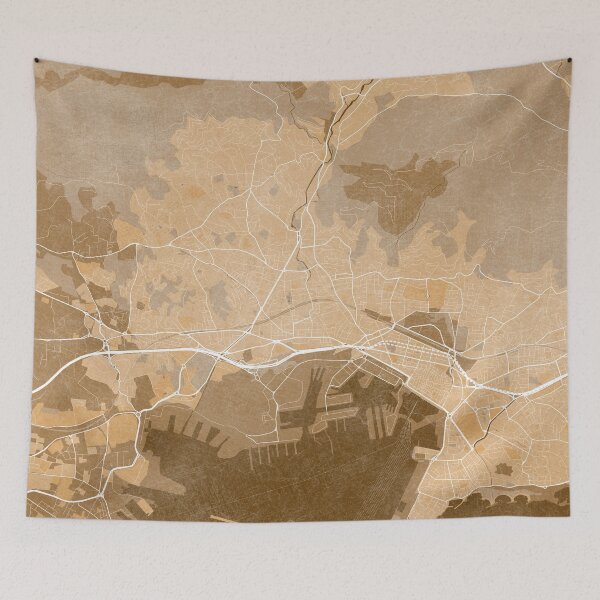 Item preview, Map of Toulon (France) in sepia vintage style  designed and sold by blursbyai.