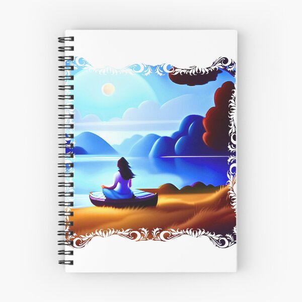 Artikelvorschau, Spitze gerahmte Ansicht des Vollmonds über einer blauen Seenlandschaft entworfen und verkauft von FantasyEmpire.