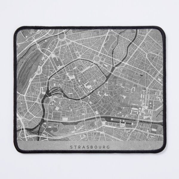 Item preview, Map of Strasbourg downtown (France) in gray vintage style designed and sold by blursbyai.