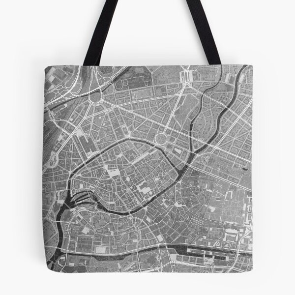 Item preview, Map of Strasbourg downtown (France) in gray vintage style designed and sold by blursbyai.