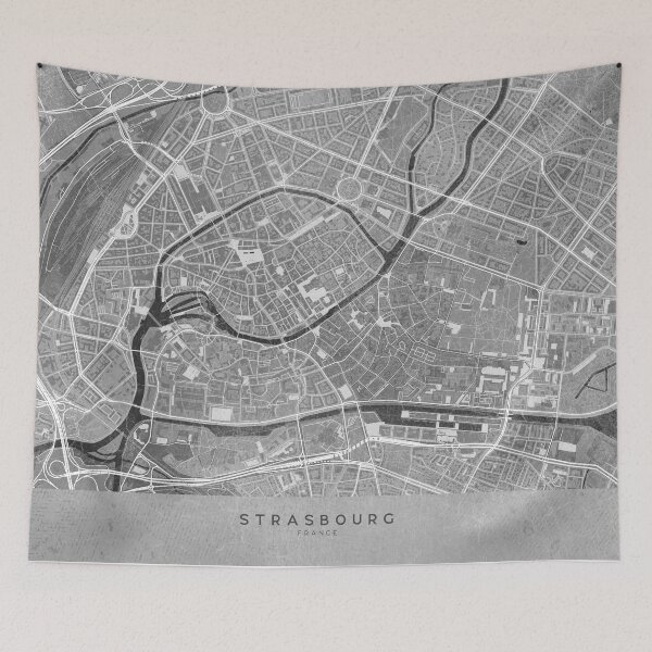 Artikelvorschau, Map of Strasbourg downtown (France) in gray vintage style entworfen und verkauft von blursbyai.