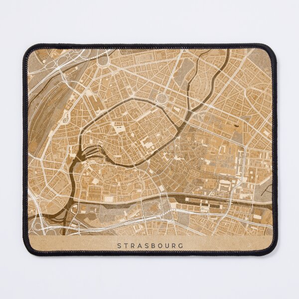 Item preview, Map of Strasbourg (France) in sepia vintage style designed and sold by blursbyai.