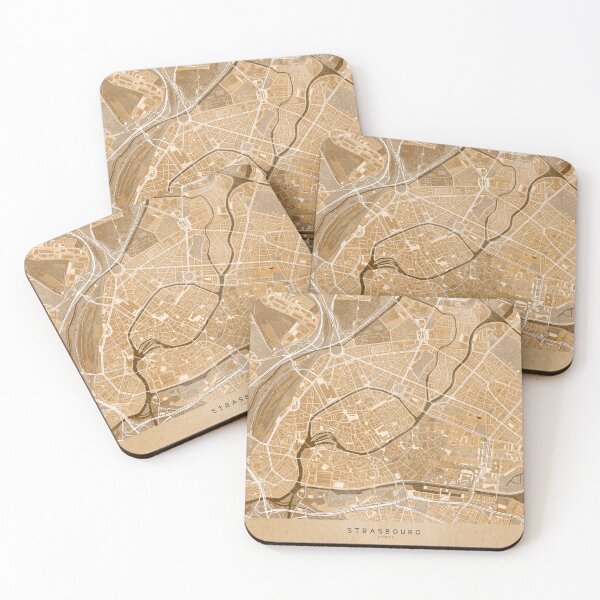 Item preview, Map of Strasbourg (France) in sepia vintage style designed and sold by blursbyai.